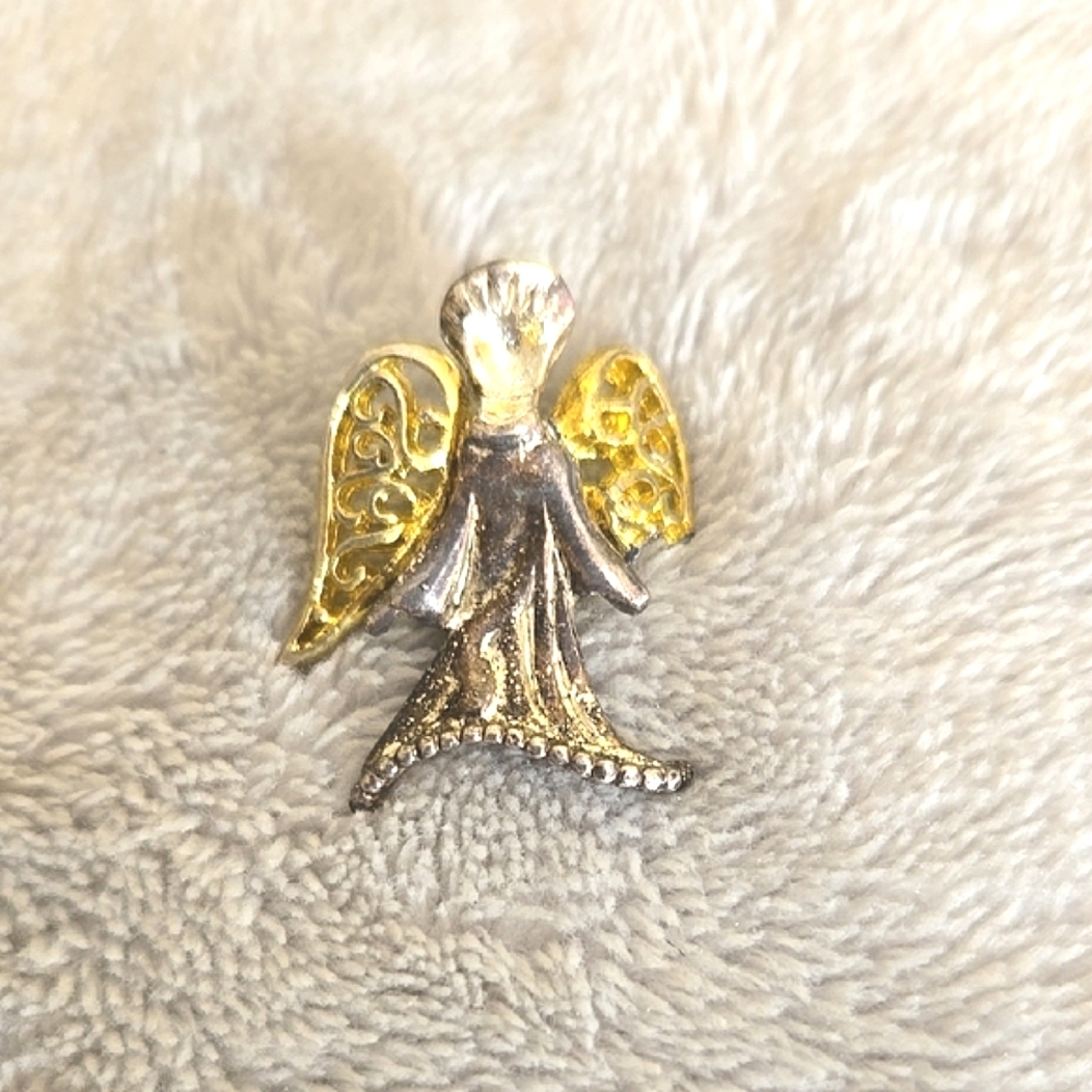 #152 Vintage Gold and Silver Angel Pendant